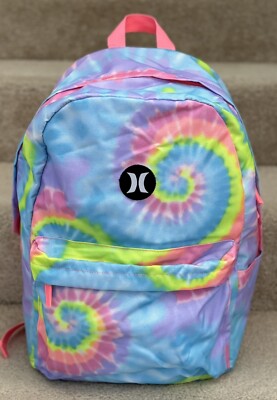 backpack laptop green pink tie die Hurley Girls Tie Dye Multi Dawn Patrol Laptop Backpack- NWT