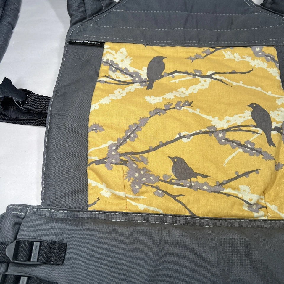 Portabebés Baby Hawk Oh Snap delantero o trasero gris amarillo pájaros Foto 2 de 4