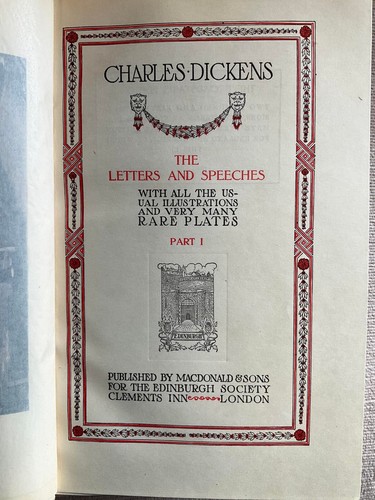 RARE! 1900 Limited Edition Charles Dickens LETTERS AND SPEECHES Broadstairs Edtn - 第 3/11 張圖片