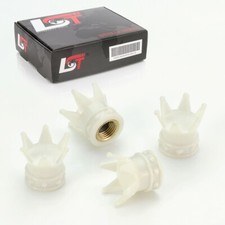 4x Cappuccio Valvola Pneumatici Tappo Corona Bianco per Auto Camion Moto Quad