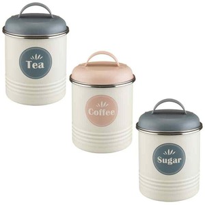 Retro 3 Pcs Tea Coffee Sugar Kitchen Canisters Storage Jars With Airtight Lid 1000034681700 Ebay