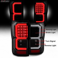 For Toyota Tundra 2007-2013 Dual C-shape Tube Full Led Brake Black Tail Lights