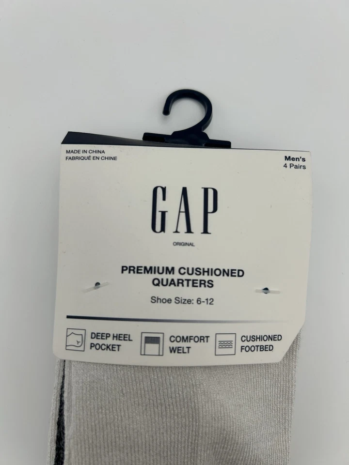 Calcetines cortos acolchados premium GAP para hombre 4 pares talla 6-12 blanco gris negro nuevos Foto 3 de 4