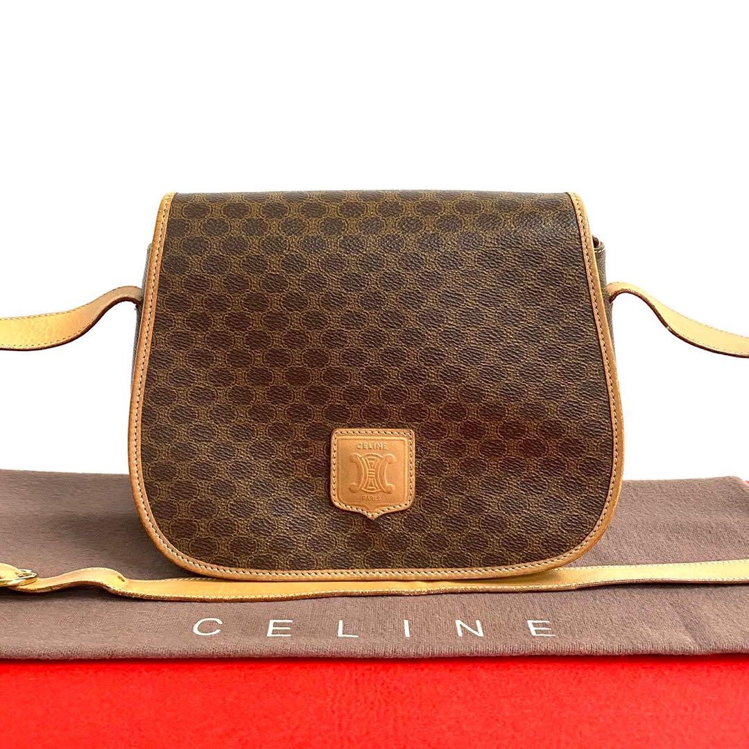 Celine Macadam Brazon Leather Shoulder Bag 14cm Trionf Logo Preowned Excellent Condition