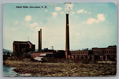 Odell Mills Groveton NH 1913 Vintage Smokestacks Postcard TS-249