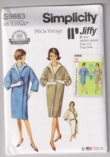 9883 SIMPLICITY Jiffy 60s Vintage - Reversible COAT - Sz 8 to 16