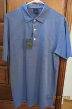Dunning GOLF Polo Shirt Men Medium Short Sleeve Gray w/ Dark Gray Stripe w/Tag