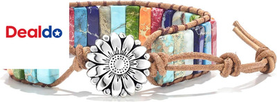 7 Chakra Bracelets for Women with Real Stones Leather Wrap Healing Bead Bracelet