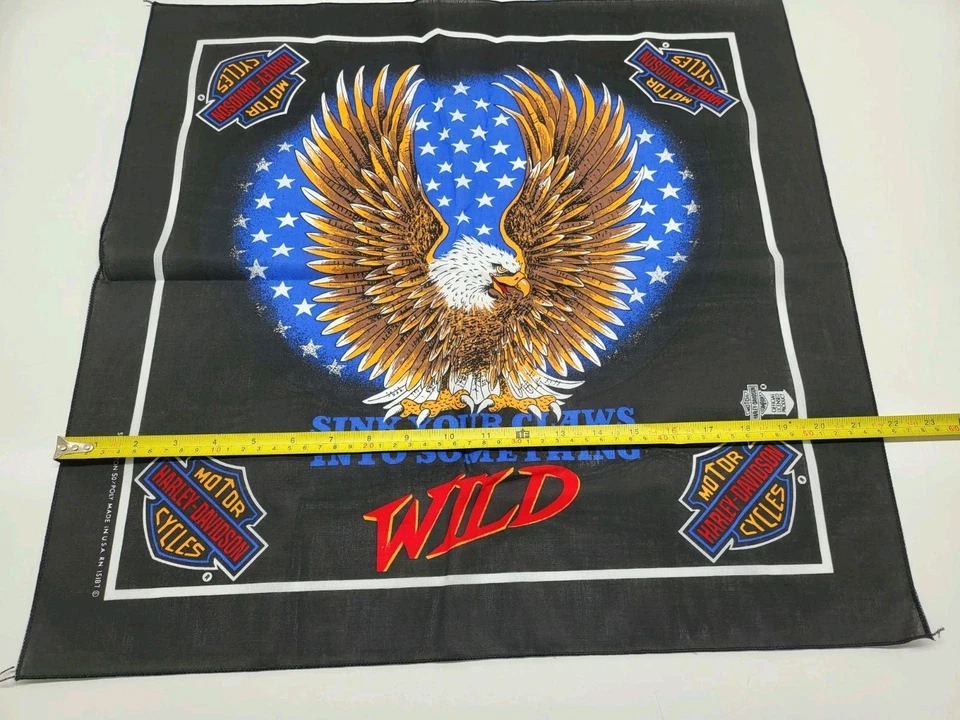 De colección Años 90 Harley-Davidson Eagle Bandana Bufanda Hunde Tus Garras En Algo Salvaje Foto 3 de 4