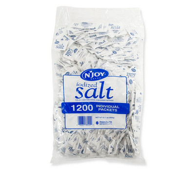 N'Joy Iodized Salt Packets .5g Each | 1200 Count Bulk Case