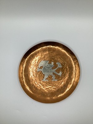 5 3/4 Vicky Industria Peruana Vintage Copper & Sterling Silver Wall Plate 