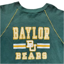 Vintage Baylor Bears Sweatshirt Green University Large Russell BU Texas Crewneck