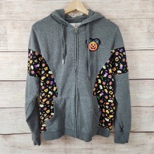 Disney Parks Hoodie Sweater Mickey Minnie Mouse Pumpkin Halloween Zip Up Medium