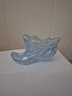 Fenton Blue Iridescent Princess Glass Shoe / Slipper Decorative Carnival Finish