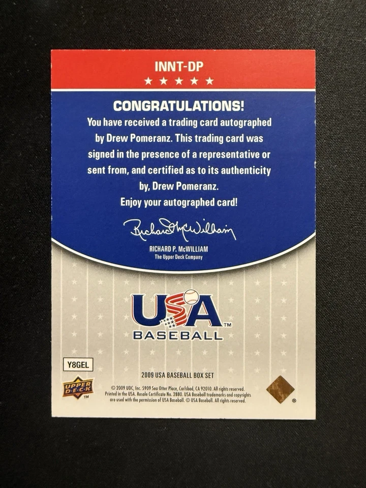 Drew Pomeranz 2009 Upper Deck EE. UU. Caja Set Inscripciones Automático Novato #INNT-DP EE. UU. Foto 2 de 2