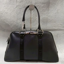 Christian Dior Hard Core Hand Bag Bowling Bag Leather Black Used 122027