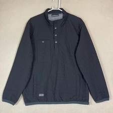 Dri Duck Pullover Mens L Black Keystone Quilted 1/4 Snap Lined Stretch