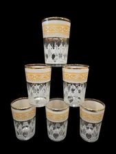 Gold Moroccan Tea Glasses /Coffee Set Handcrafted 6 Pieces 6 oz