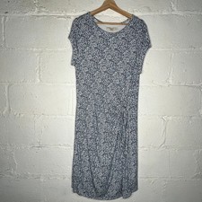 Loft Women's Side Knot Floral Ditsy Print Crewneck Jersey Midi Dress Size XL NWT