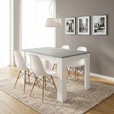 Tavolo Allungabile da Pranzo 140/190x90x78 Bianco/Cemento Kendra FORES HABITAT