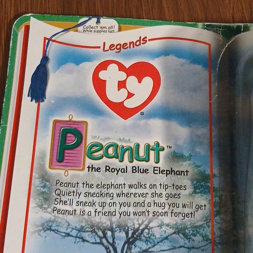TY PEANUT Royal Blue Elephant 1995 Mc Donalds Beanie Baby RARO RETIRADO - Imagen 2 de 17