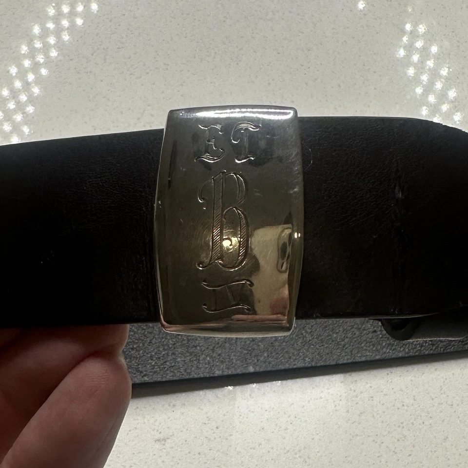 Vintage Hickok Sterling Silver Belt Buckle E T B IV Monogram Made In USA - Image 2 of 4