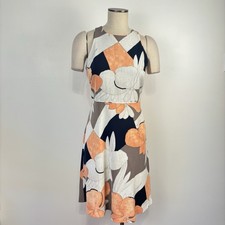 Ann Taylor Factory Womens 4 Cream Orange Abstract Floral Dress