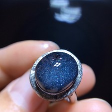 Natural Blue Ghost Blue Golden Sand Starry Sky Ring
