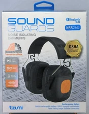 Tzumi Sound Guards Noise Isolating Earmuffs, Blue Toot 5.4h, NRR 23db