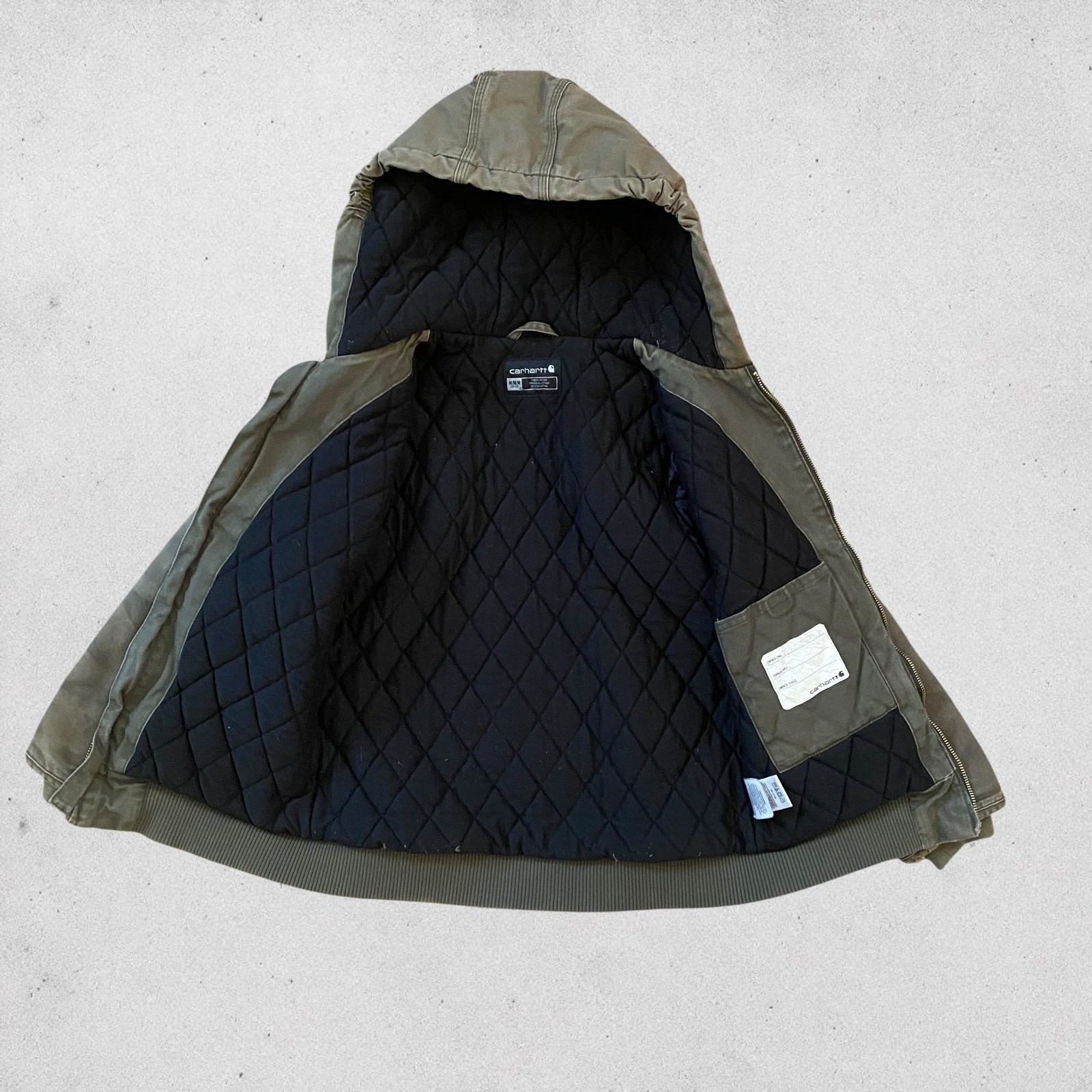 Carhartt Duck Canvas Active Jacket Hooded Faded Green Size Youth Medium thumbnail 2