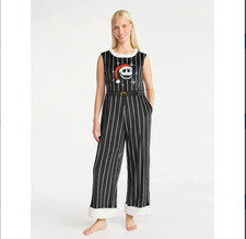 Disney The Nightmare Before Christmas Women L Velour Pinstripe Jumpsuit Romper
