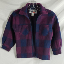 Girl's Mountain Classic O-Boy Size 5 Full Zip Fleece Jacket Plaid Pre-owned