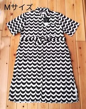Uniqlo Marimekko Collaboration M Short Sleeve Dress Blue & White Stripe JAPAN