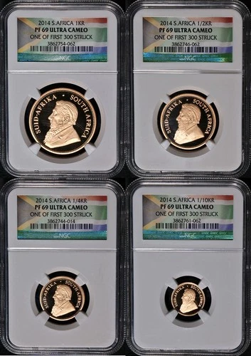 2014 South Africa Gold Krugerrand 4 Coin NGC PF69 Ultra Cameo 1st Strike 1/300
