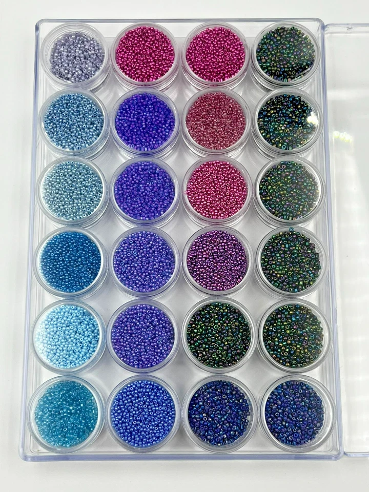 24 Glass Seed Bead Purple/Blue/Peacock Color Set with Organizer - Image 2 of 3