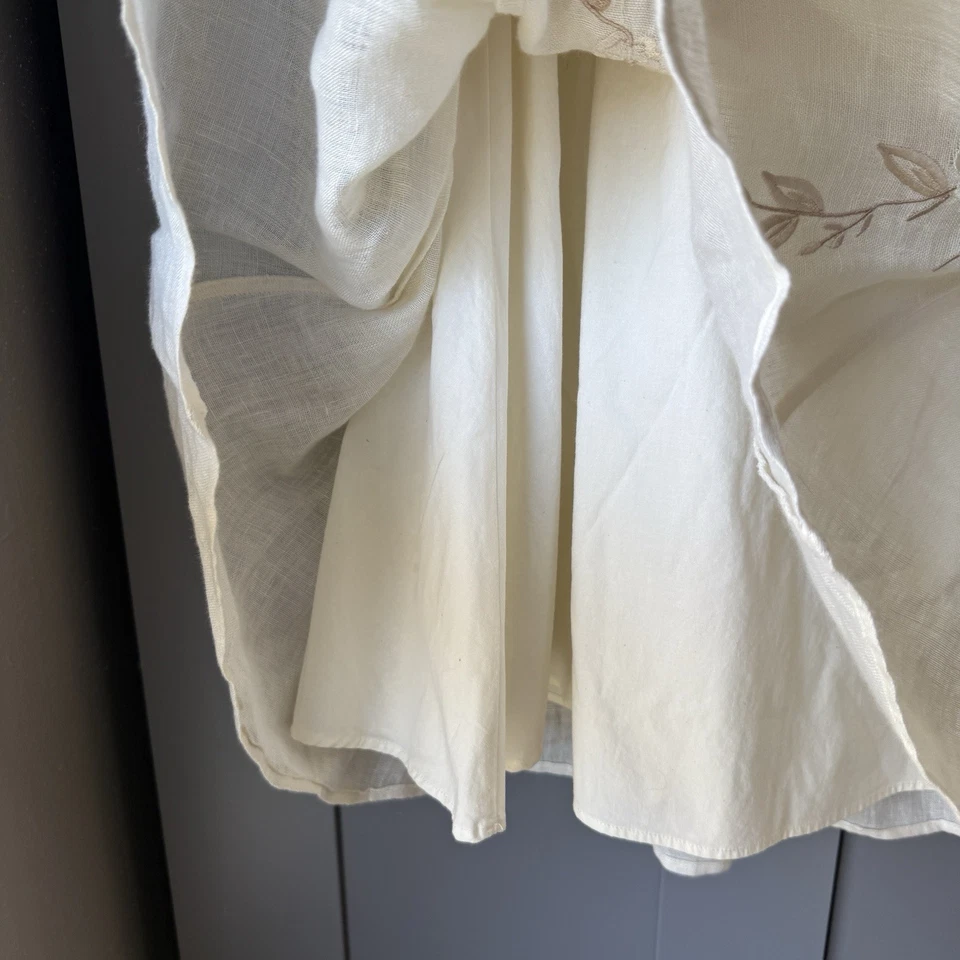 Falda midi bordada de lino 100 % lino + algodón forrada Foto 4 de 4