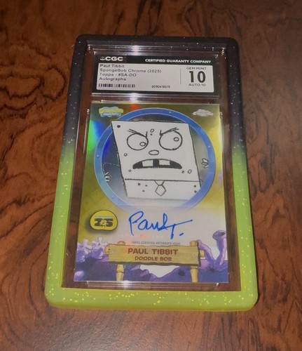 2025 Topps Chrome SpongeBob SquarePants Doodlebob Paul Tibbit Auto CGC 10