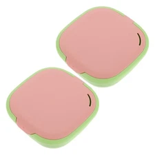 2 Pcs Cute Slim Retainer Aligner Case with Mirror Dentures Soaking Container