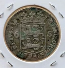 1755 Dutch Netherlands VOC 6 Stuiver Ship West Frisia Silver Coin_b604