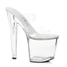 8" Clear Double Strap Platform Stripper Shoes Gogo Pole Dancer High Heels Ellie