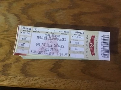 Arizona Diamondbacks 2009 2011 2012 2013 2014 Ticket (Stub) many teams hard copy