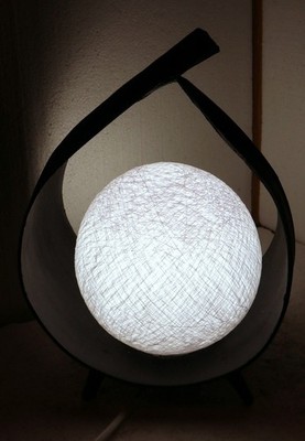 Coconut leaf lampshade lamp with white cotton ball cm 20x14x34h