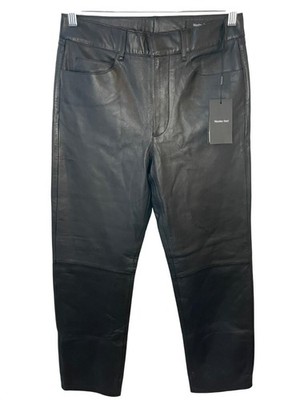 Massimo Dutti Pants Black Leather Slim Fit Comfy Size Women's Small MSRP$590 NWT