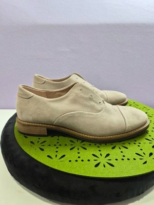 Ecco Sartorelle 25 Tailored Womens 9 Shoes Beige Suede Leather Cap Toe Oxford