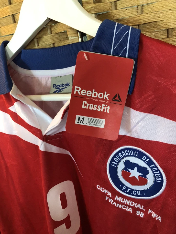 Camiseta Federación de Chile 1998 Copa Mundial Zamorano Manga Larga M Retro Foto 2 de 4