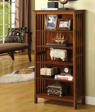 Oak Transitional Media Shelf: 5 Convenient Open Shelves