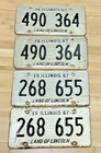 4 Collectasble Illinois Lic. Plates - One Pair 268-655, One Pair 490-364 — photo 1