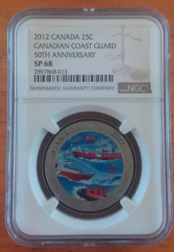 Pop 5 2012 Canada Colored .25 50th Anniversary of Canadian Coast Guard NGC SP68