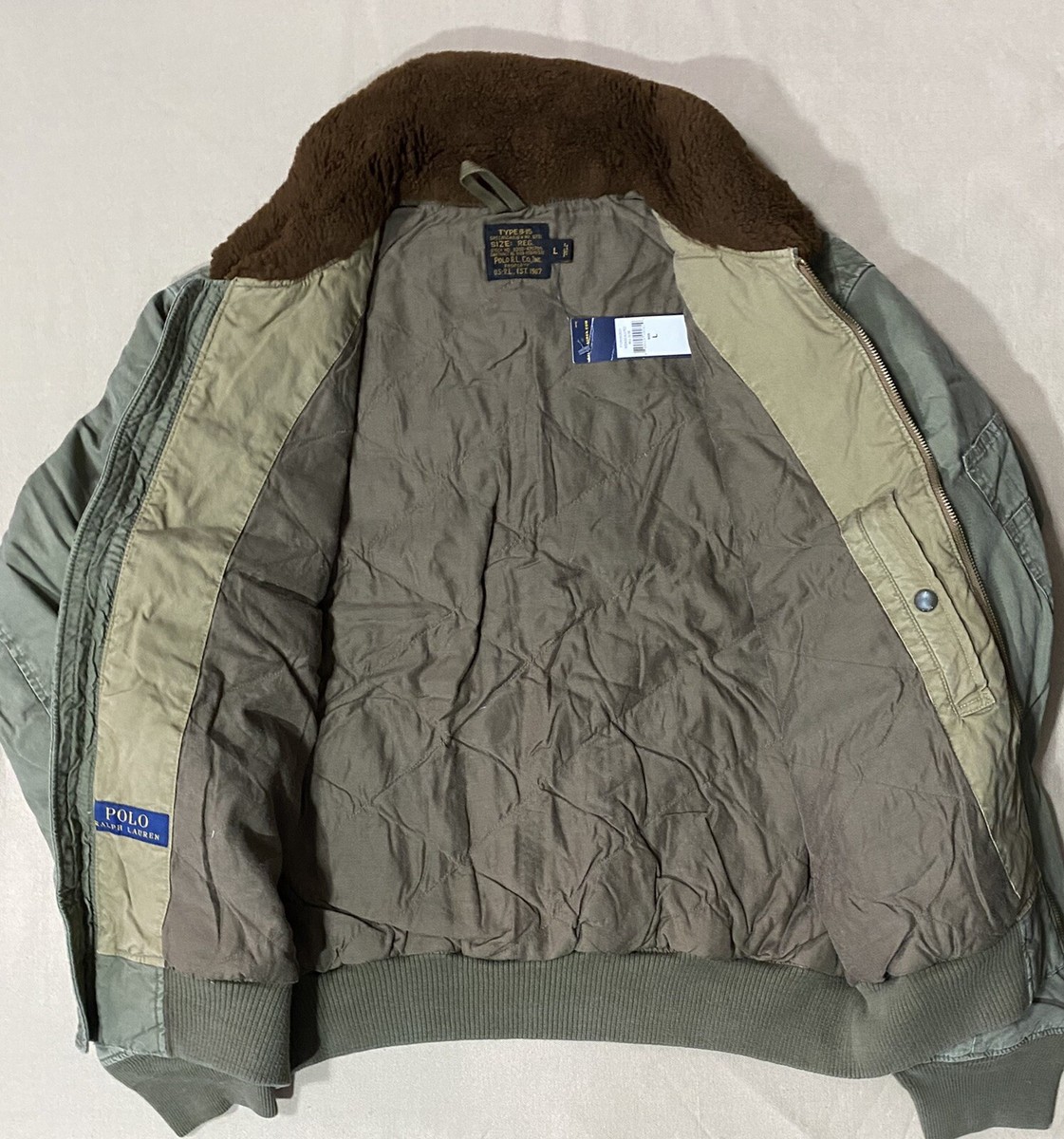 Polo Ralph Lauren Men's Down B-15 Bomber Jacket Shearling Polo Ralph Lauren Men's Down B-15 Bomber Jacket Shearling