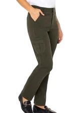 New Well Worn Women’s High-Rise Tencel Blend Cargo Pant Size 16 Olive Green